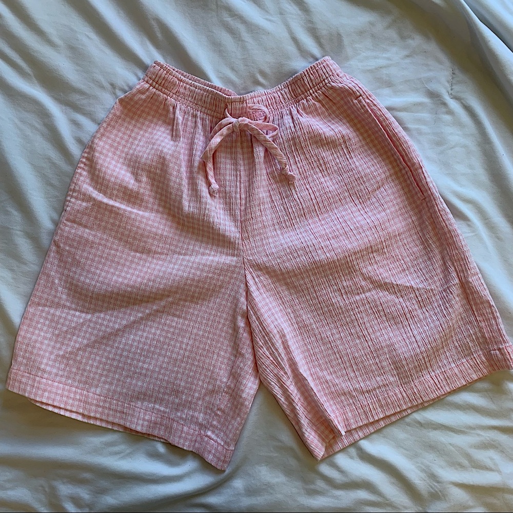Pink Gingham High Waisted Shorts